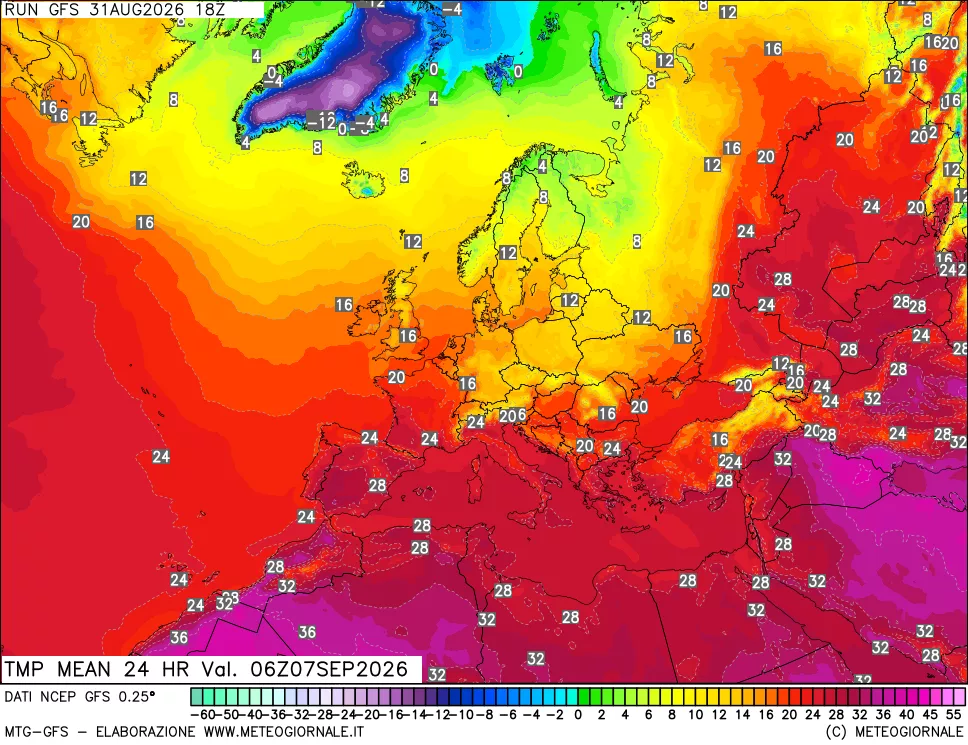 mappa Temperatura media 24 ore