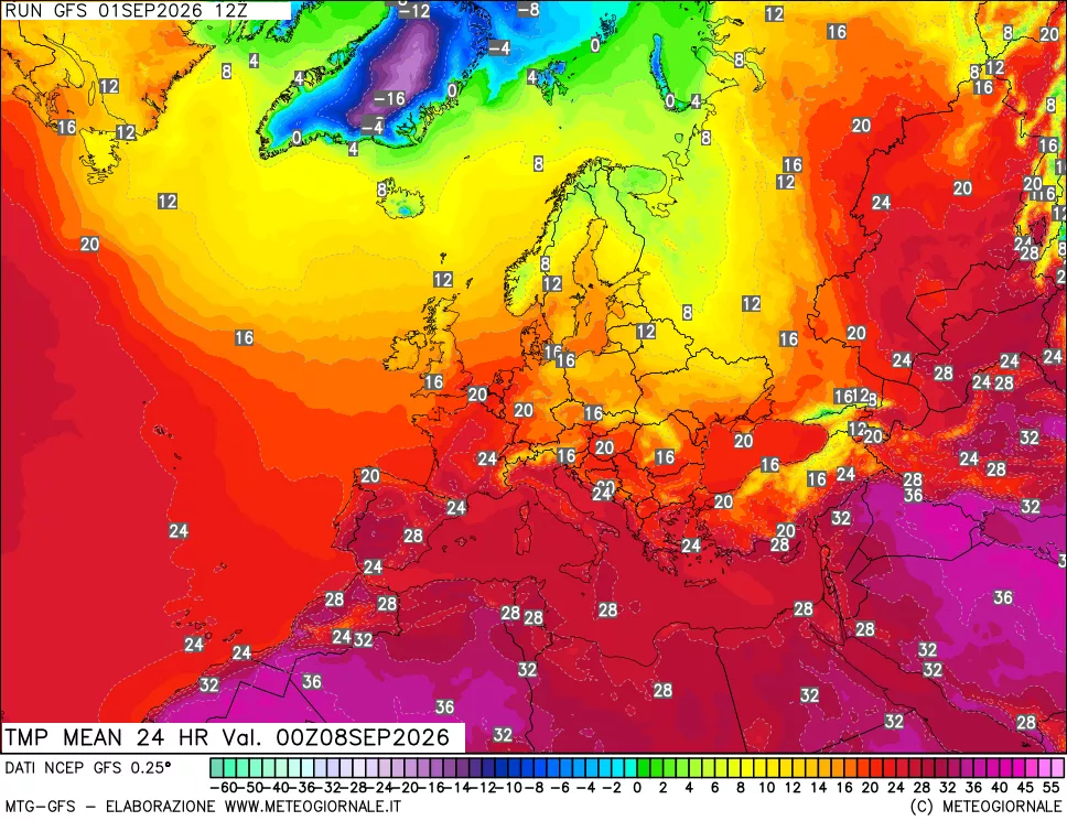 mappa Temperatura media 24 ore