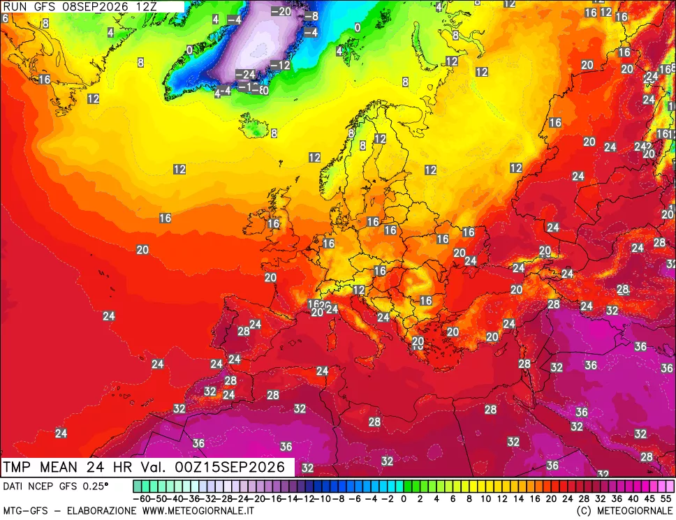 mappa Temperatura media 24 ore
