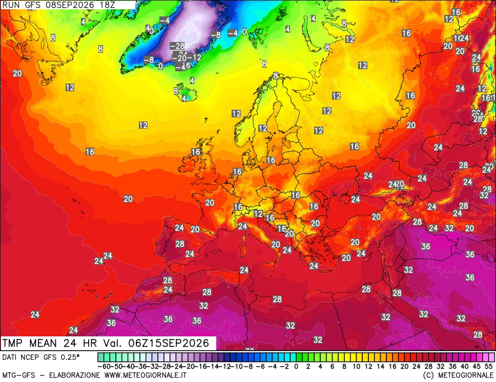 mappa Temperatura media 24 ore