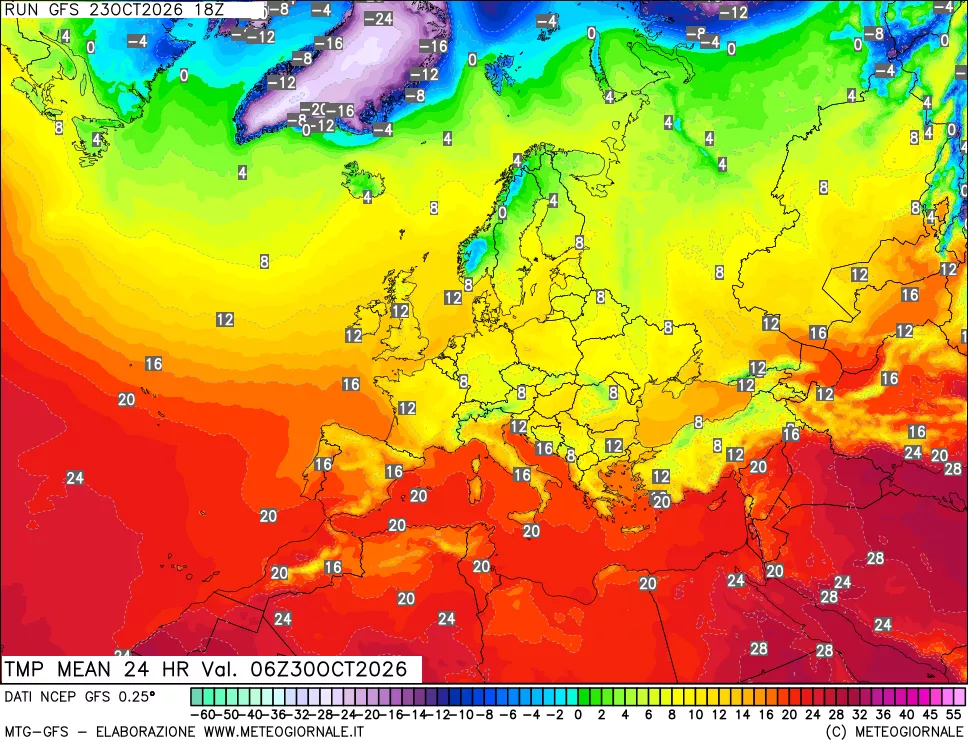 mappa Temperatura media 24 ore