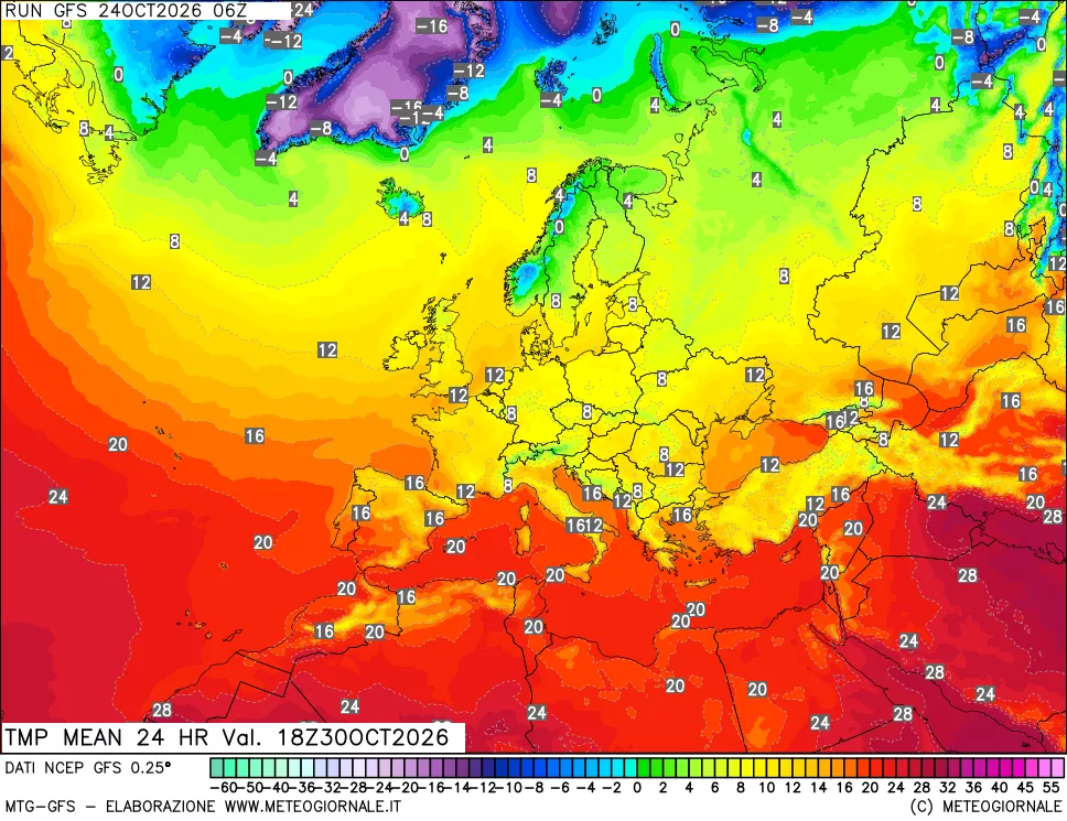 mappa Temperatura media 24 ore