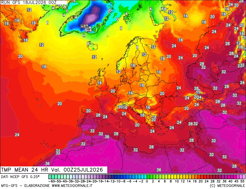 mappa Temperatura media 24 ore