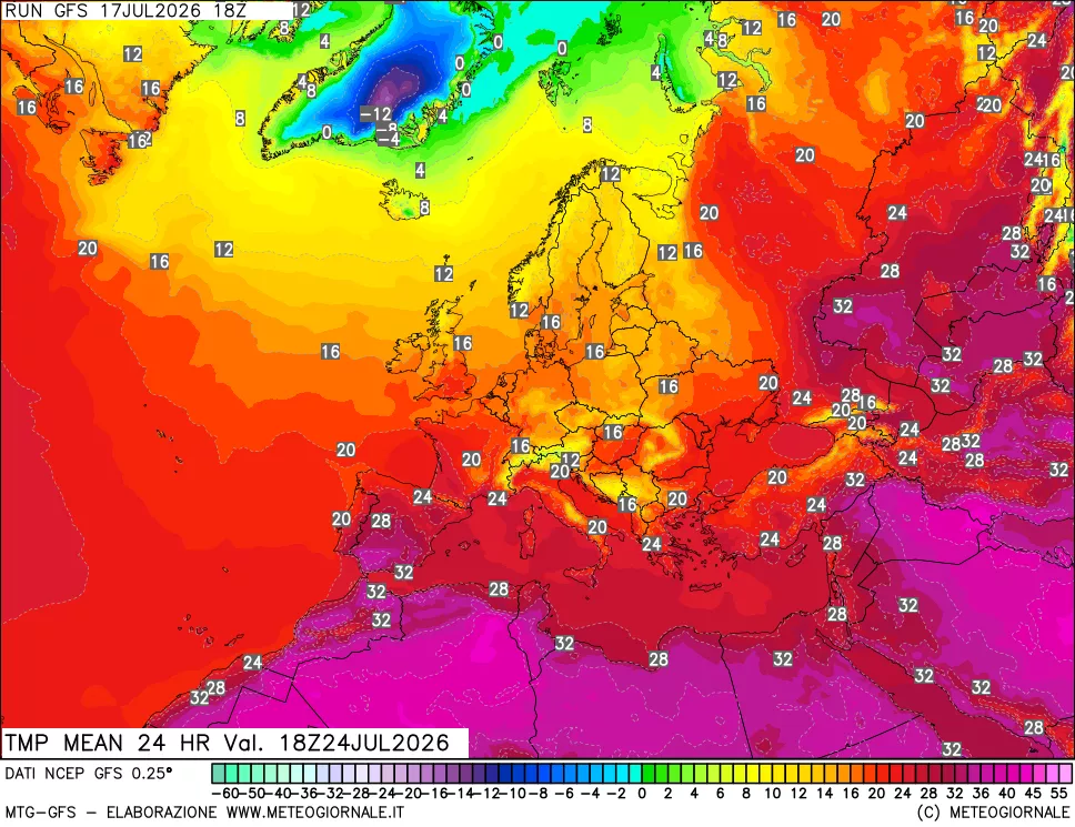 mappa Temperatura media 24 ore
