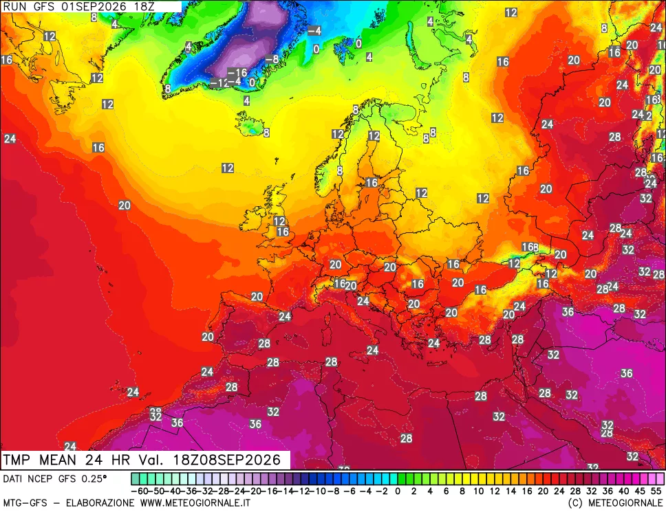mappa Temperatura media 24 ore