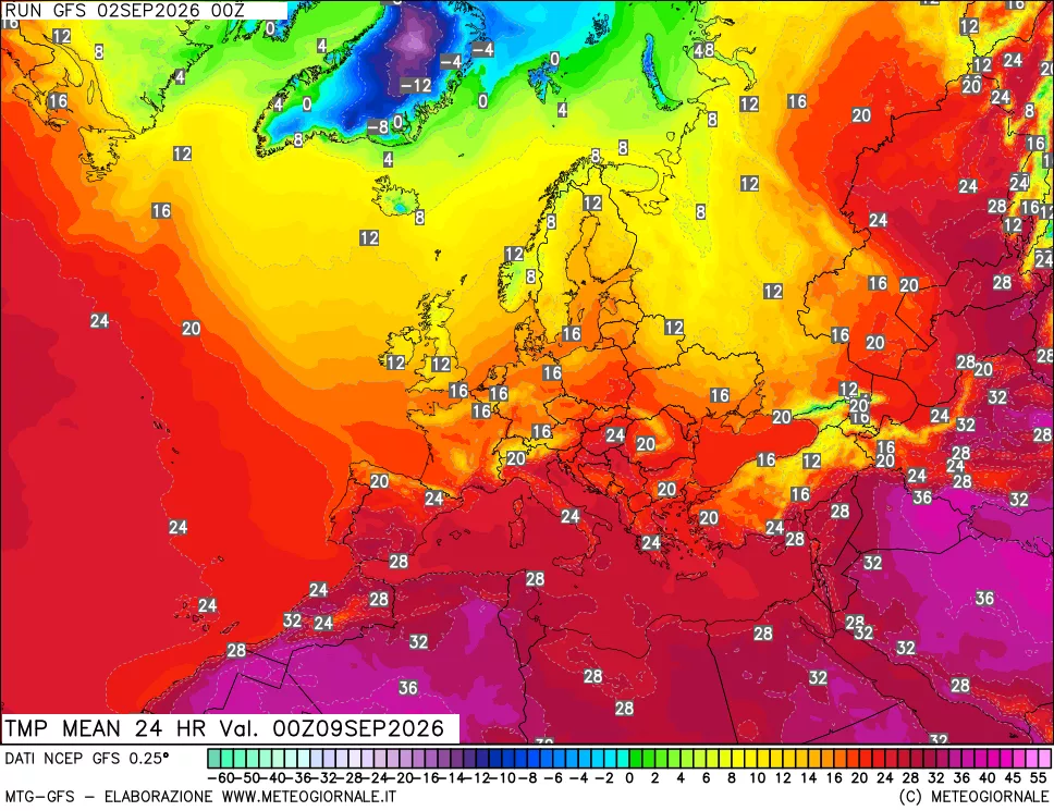 mappa Temperatura media 24 ore