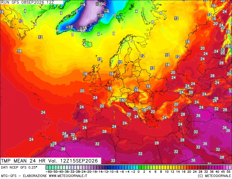 mappa Temperatura media 24 ore