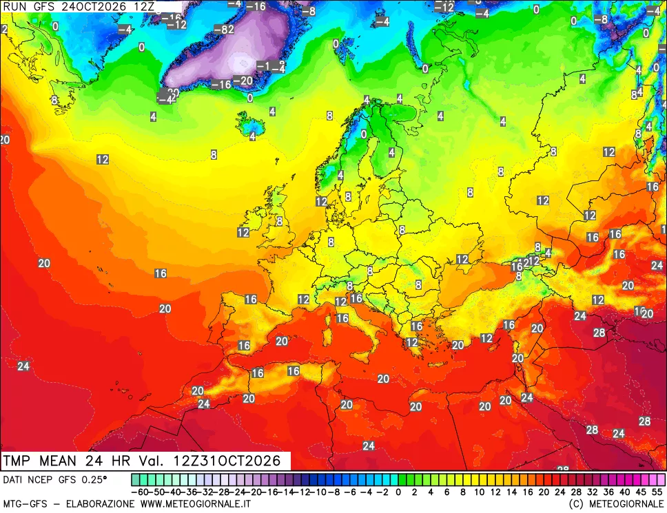 mappa Temperatura media 24 ore