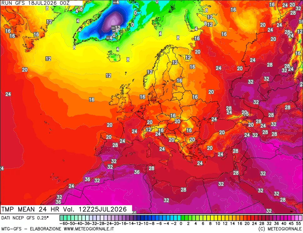 mappa Temperatura media 24 ore