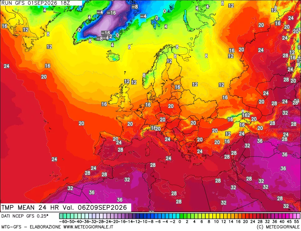 mappa Temperatura media 24 ore