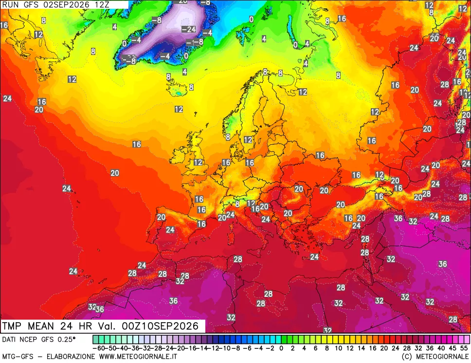 mappa Temperatura media 24 ore