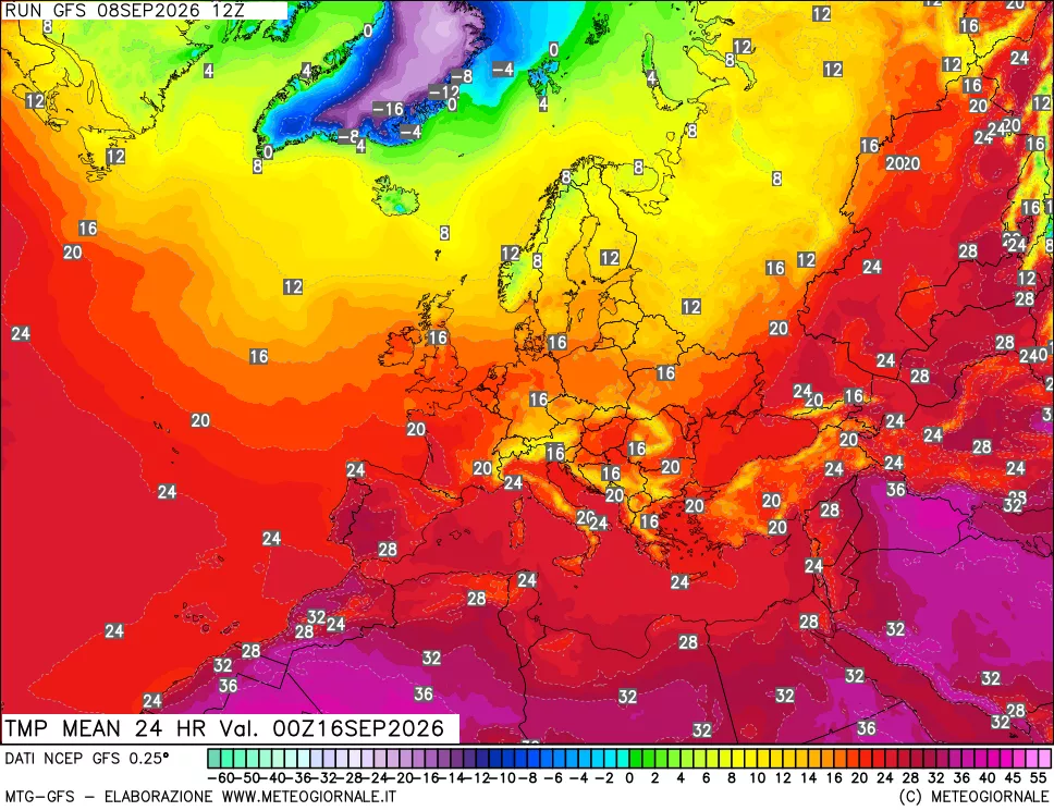 mappa Temperatura media 24 ore