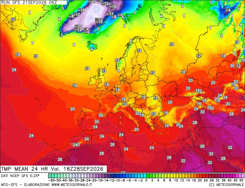 mappa Temperatura media 24 ore