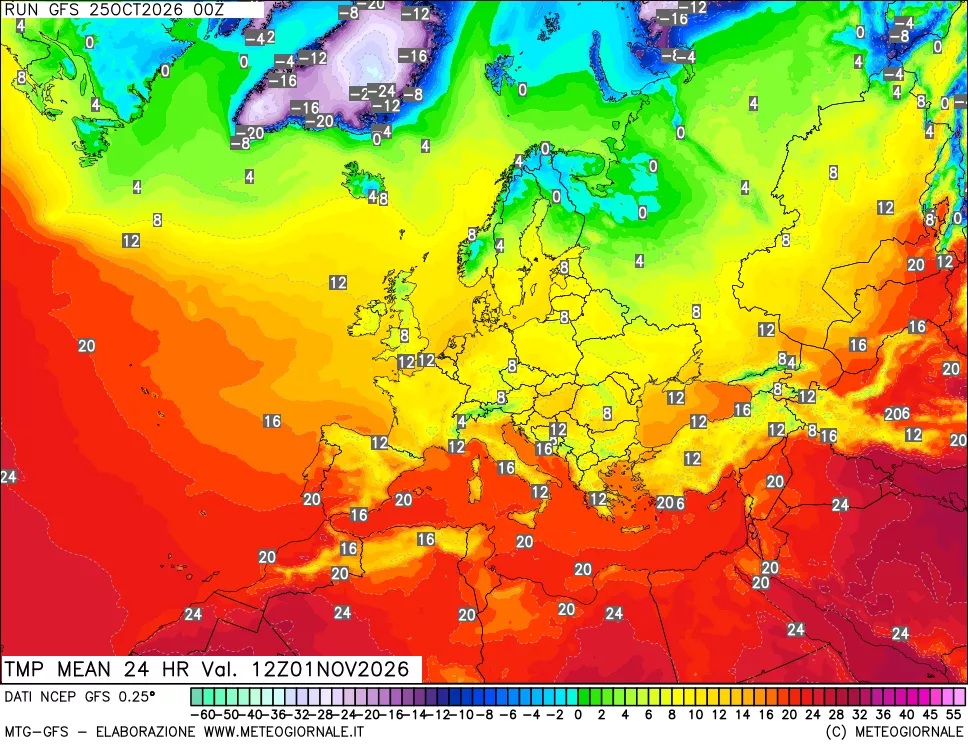 mappa Temperatura media 24 ore