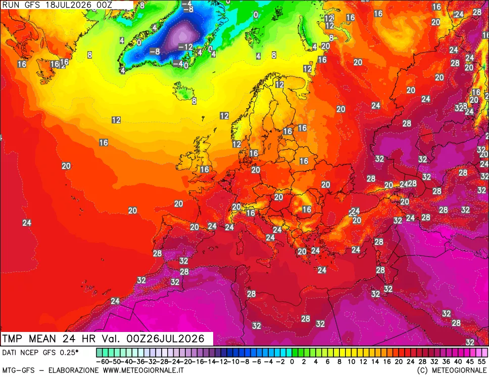 mappa Temperatura media 24 ore