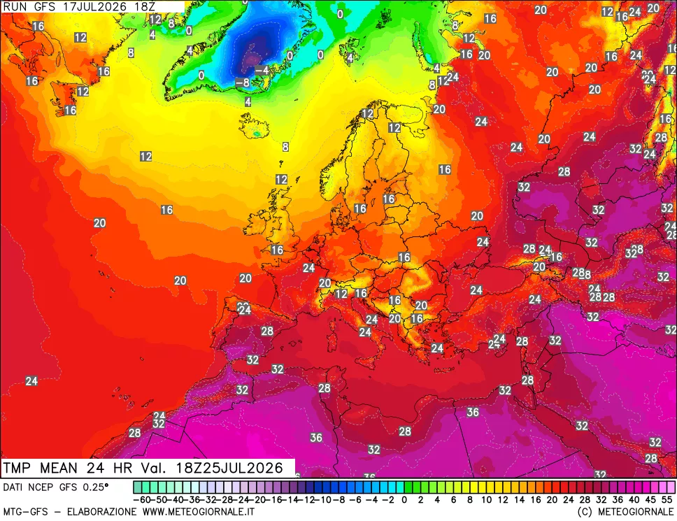 mappa Temperatura media 24 ore