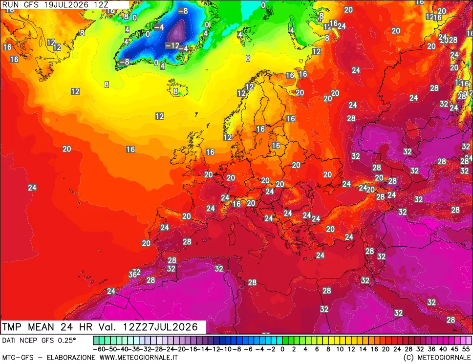 mappa Temperatura media 24 ore