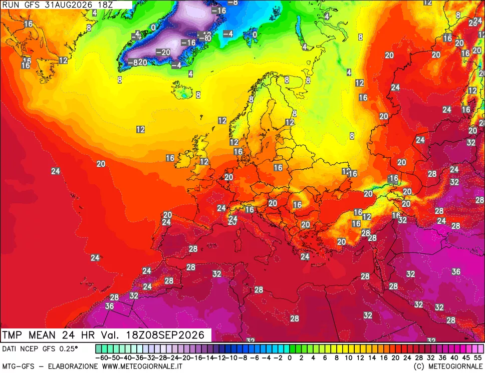 mappa Temperatura media 24 ore