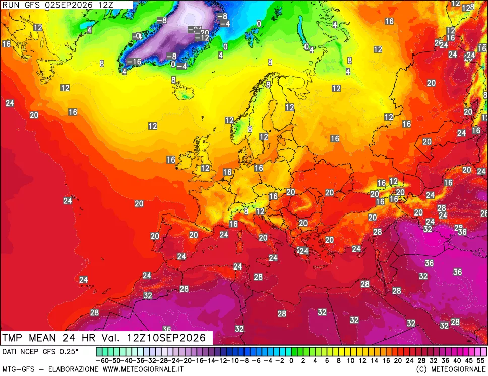 mappa Temperatura media 24 ore