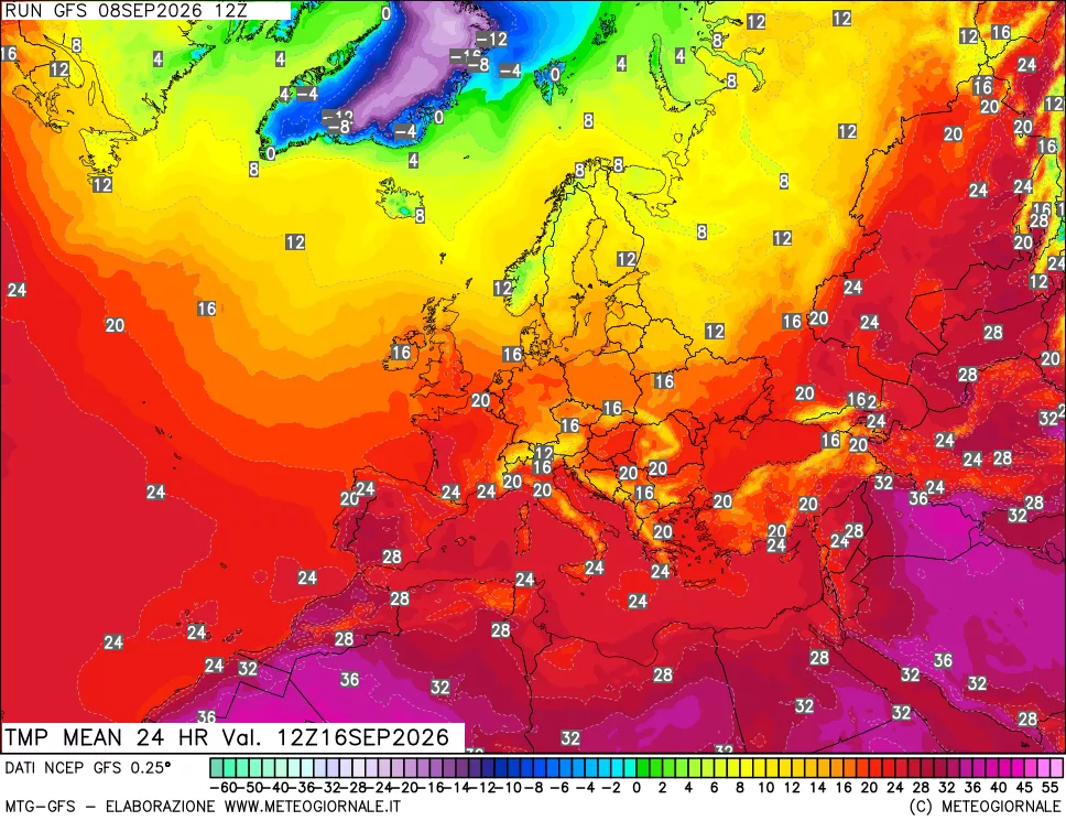 mappa Temperatura media 24 ore