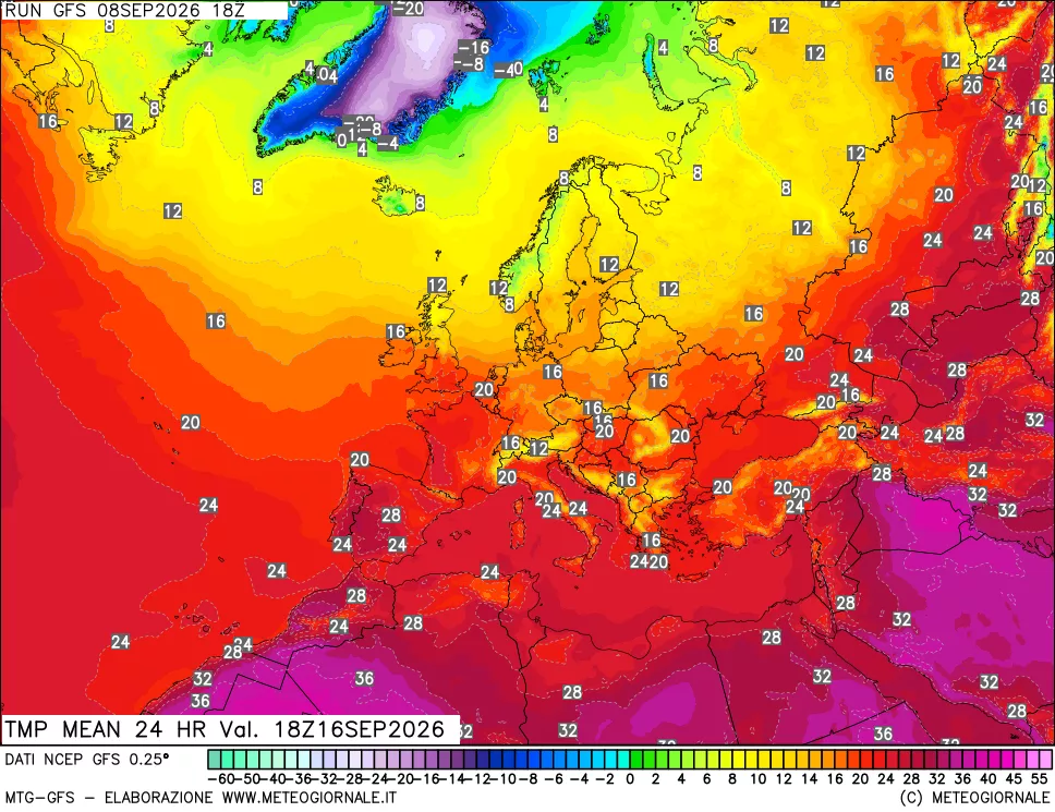 mappa Temperatura media 24 ore