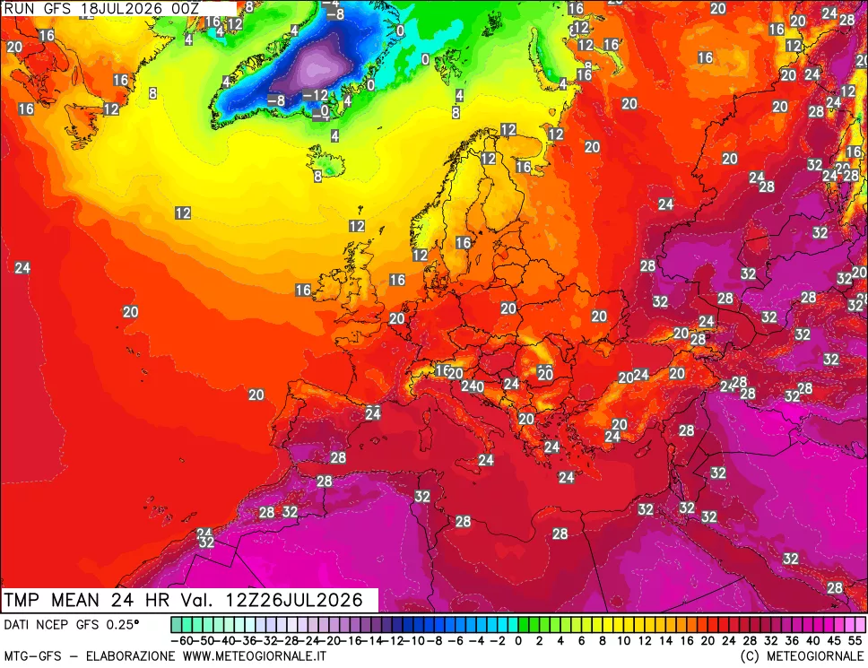 mappa Temperatura media 24 ore