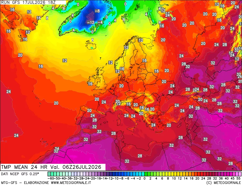 mappa Temperatura media 24 ore