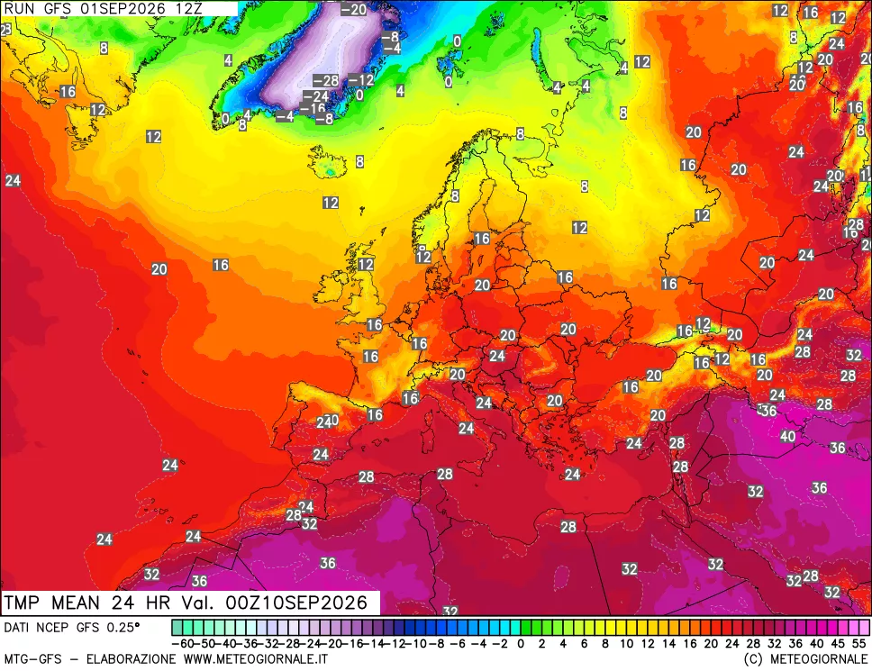 mappa Temperatura media 24 ore