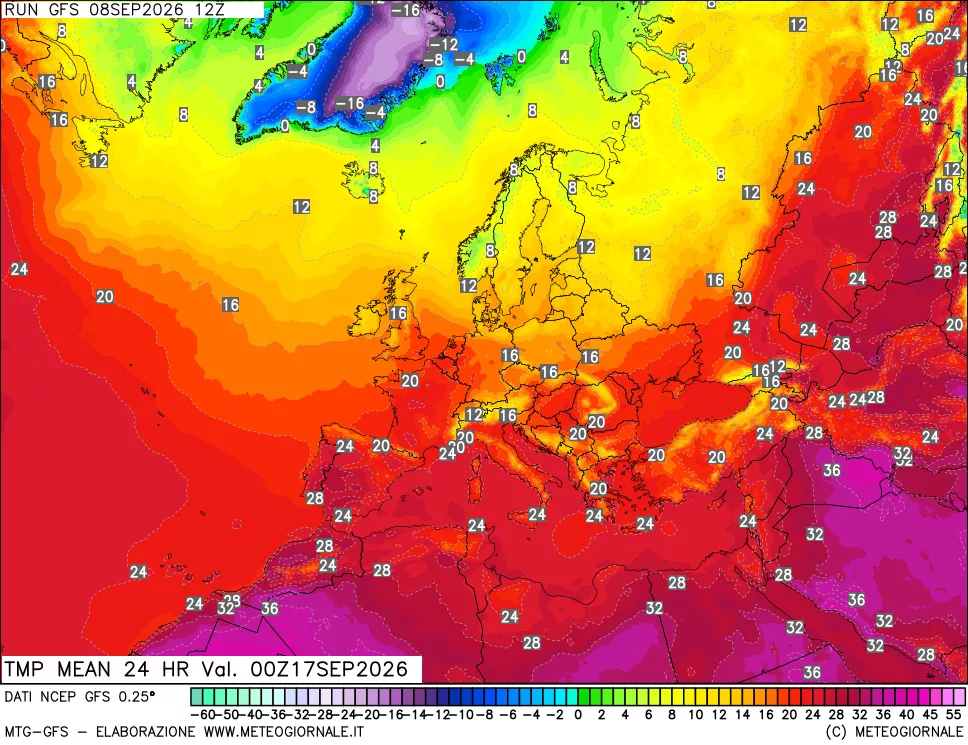mappa Temperatura media 24 ore