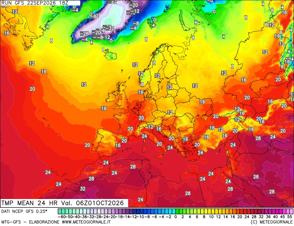 mappa Temperatura media 24 ore