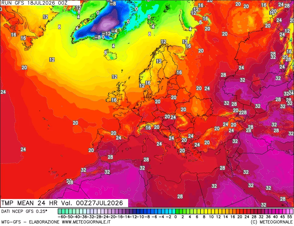 mappa Temperatura media 24 ore