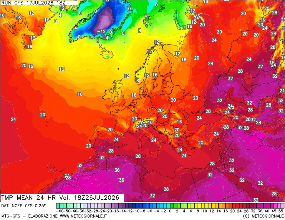 mappa Temperatura media 24 ore