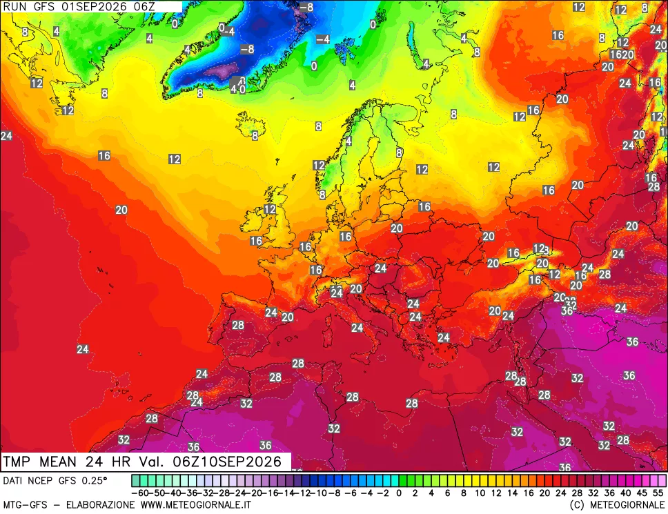 mappa Temperatura media 24 ore
