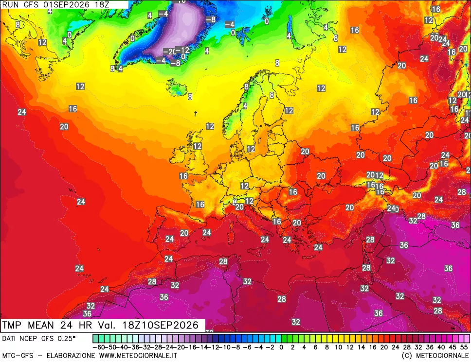 mappa Temperatura media 24 ore