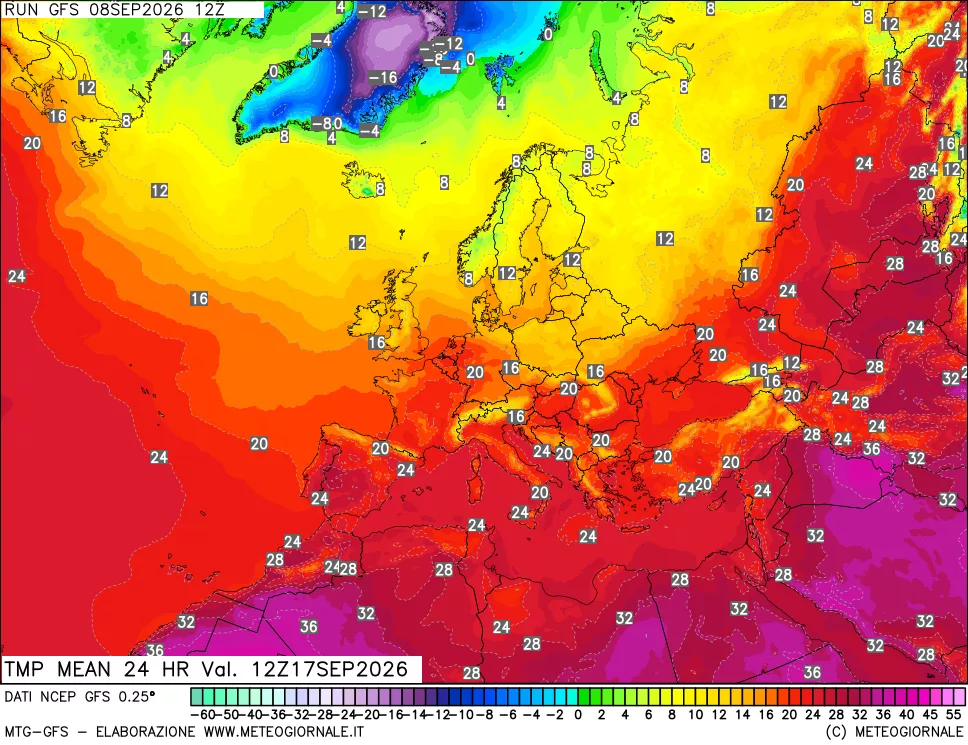 mappa Temperatura media 24 ore