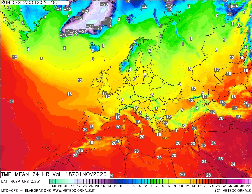 mappa Temperatura media 24 ore