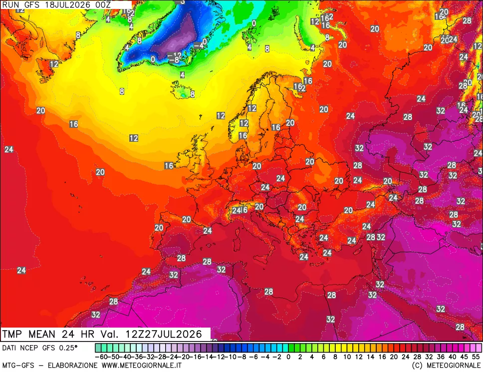 mappa Temperatura media 24 ore