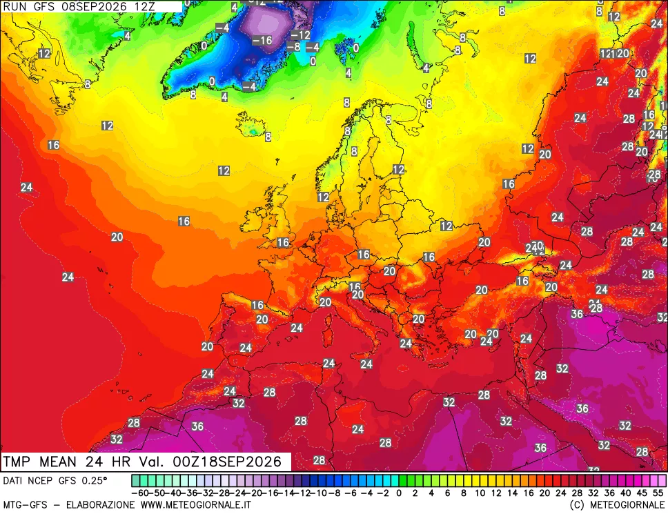 mappa Temperatura media 24 ore