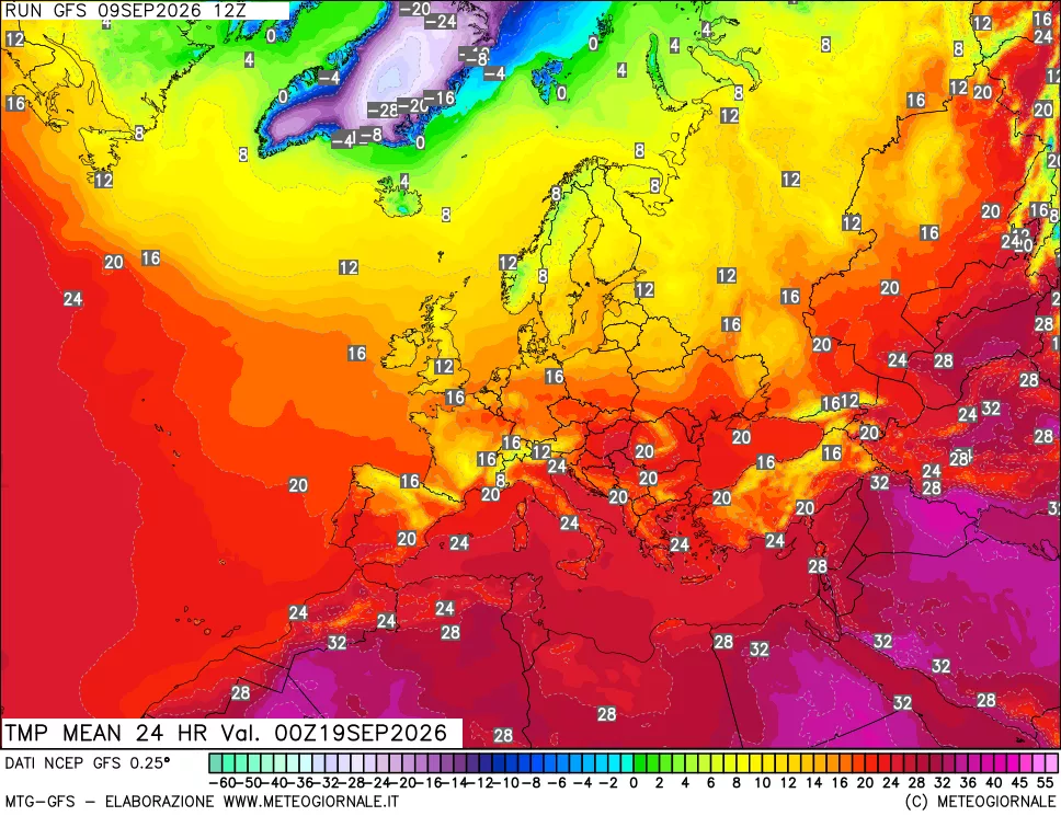 mappa Temperatura media 24 ore