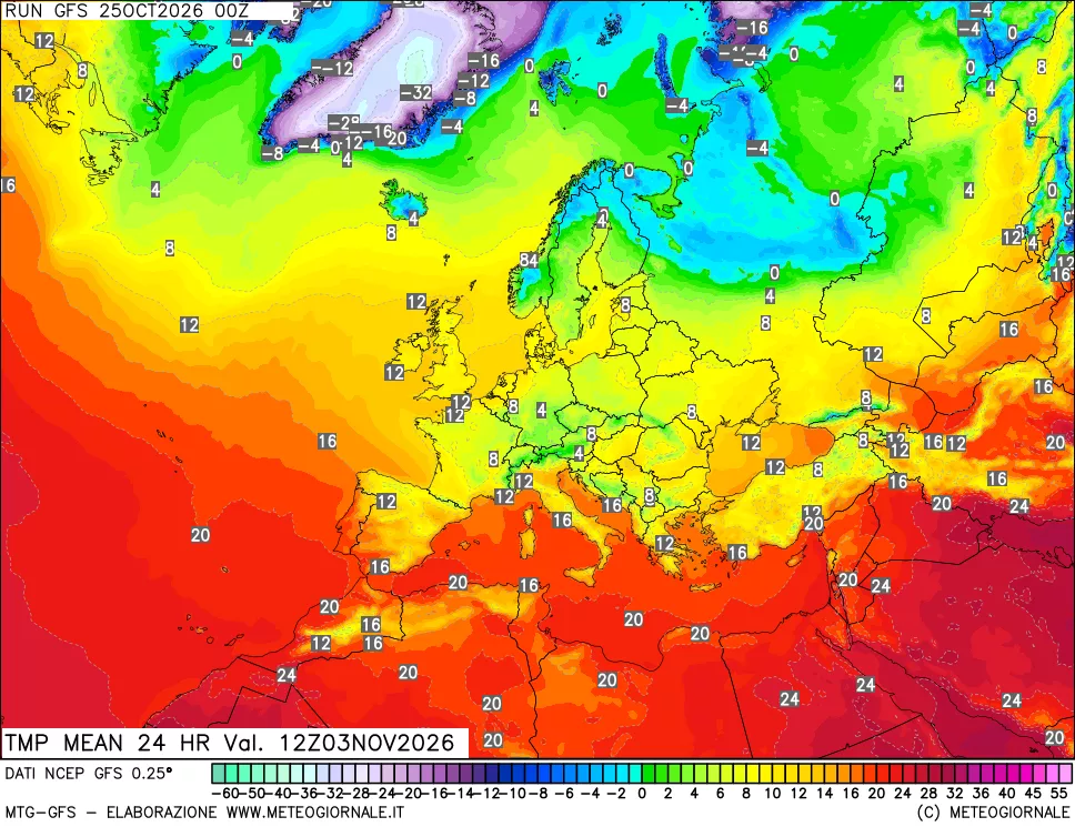 mappa Temperatura media 24 ore