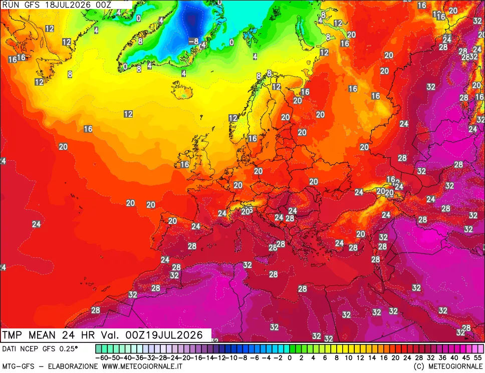 mappa Temperatura media 24 ore