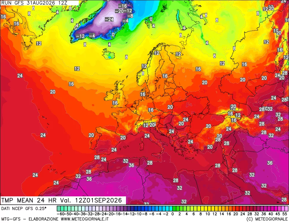 mappa Temperatura media 24 ore