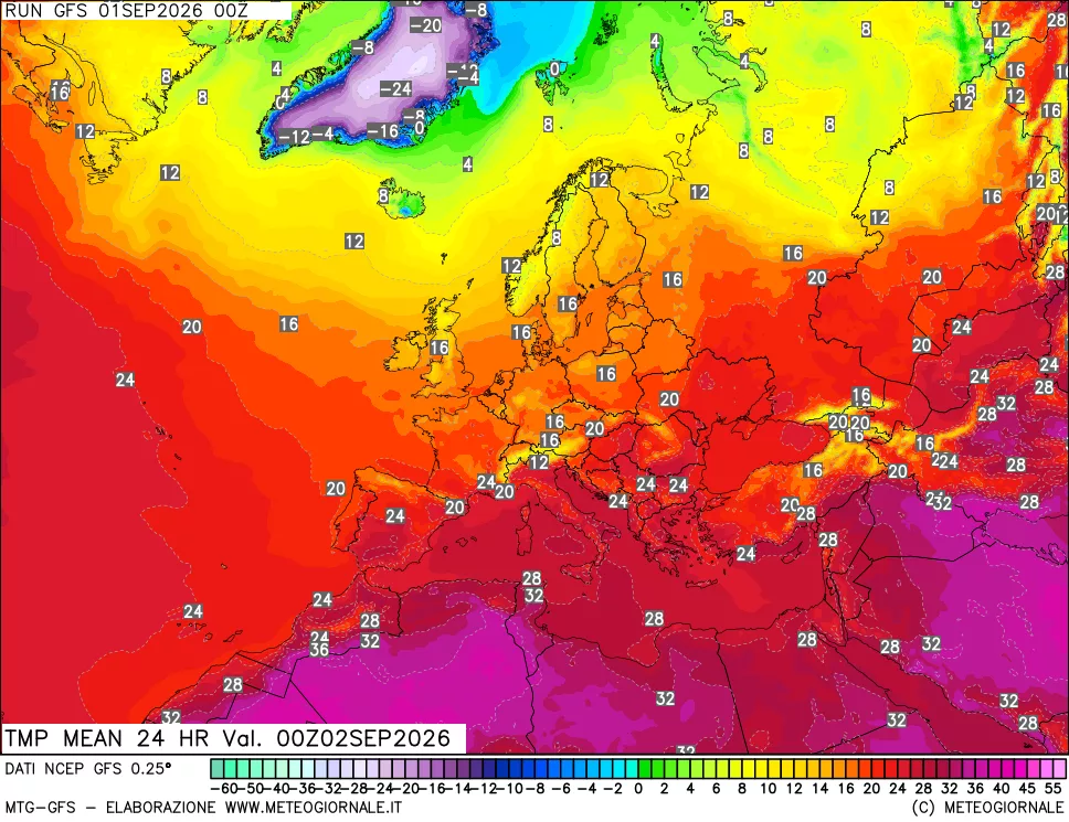 mappa Temperatura media 24 ore