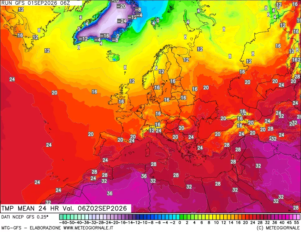 mappa Temperatura media 24 ore