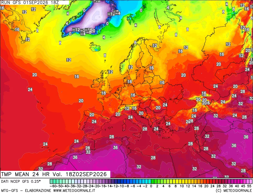 mappa Temperatura media 24 ore