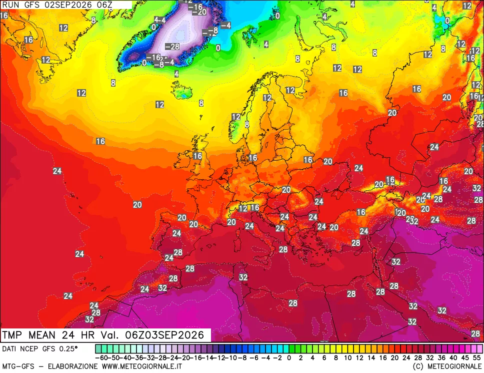 mappa Temperatura media 24 ore