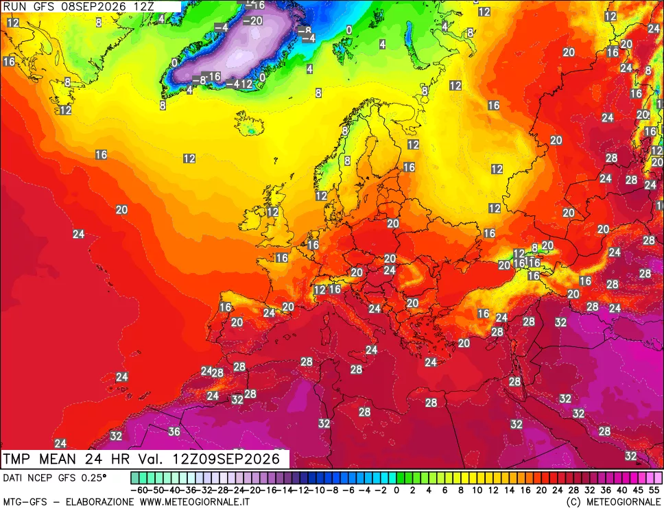 mappa Temperatura media 24 ore