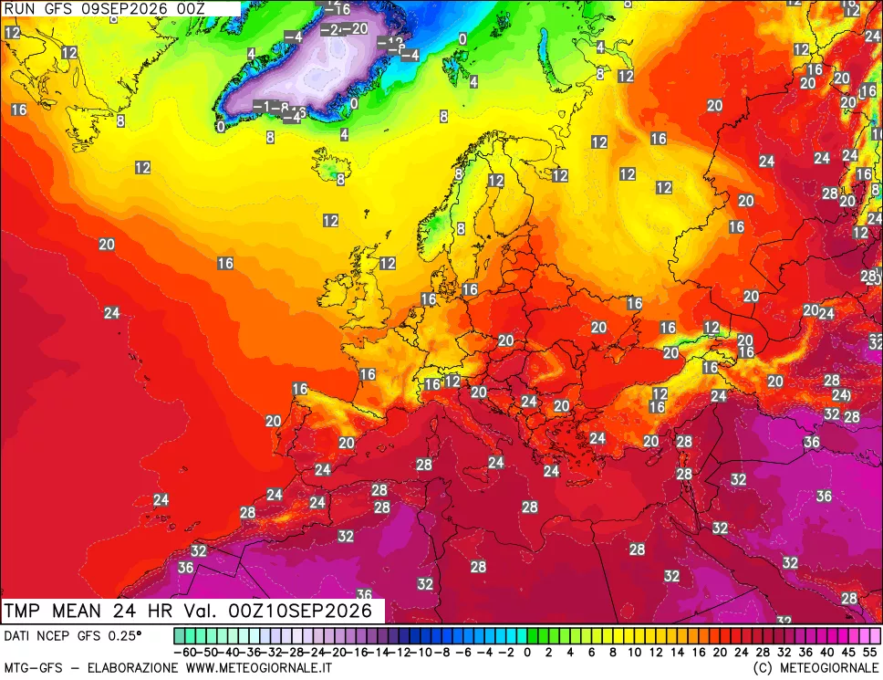 mappa Temperatura media 24 ore