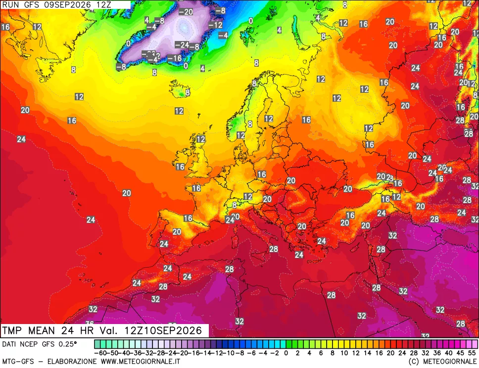 mappa Temperatura media 24 ore