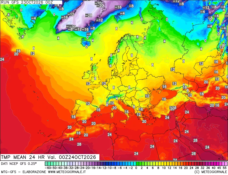 mappa Temperatura media 24 ore